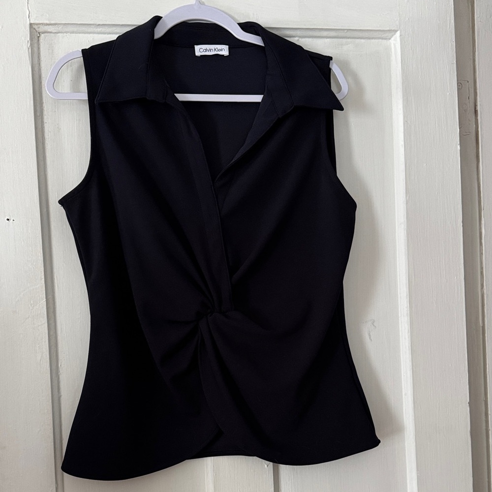 Calvin Klein Black Twist Front Blouse